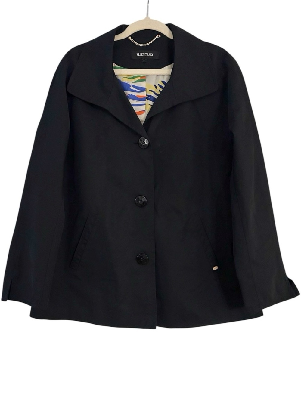 Ellen Tracy Raincoat Black Size Large